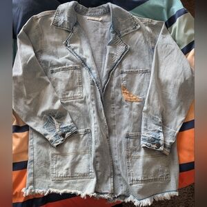 Chore Coat with Frayed Hem